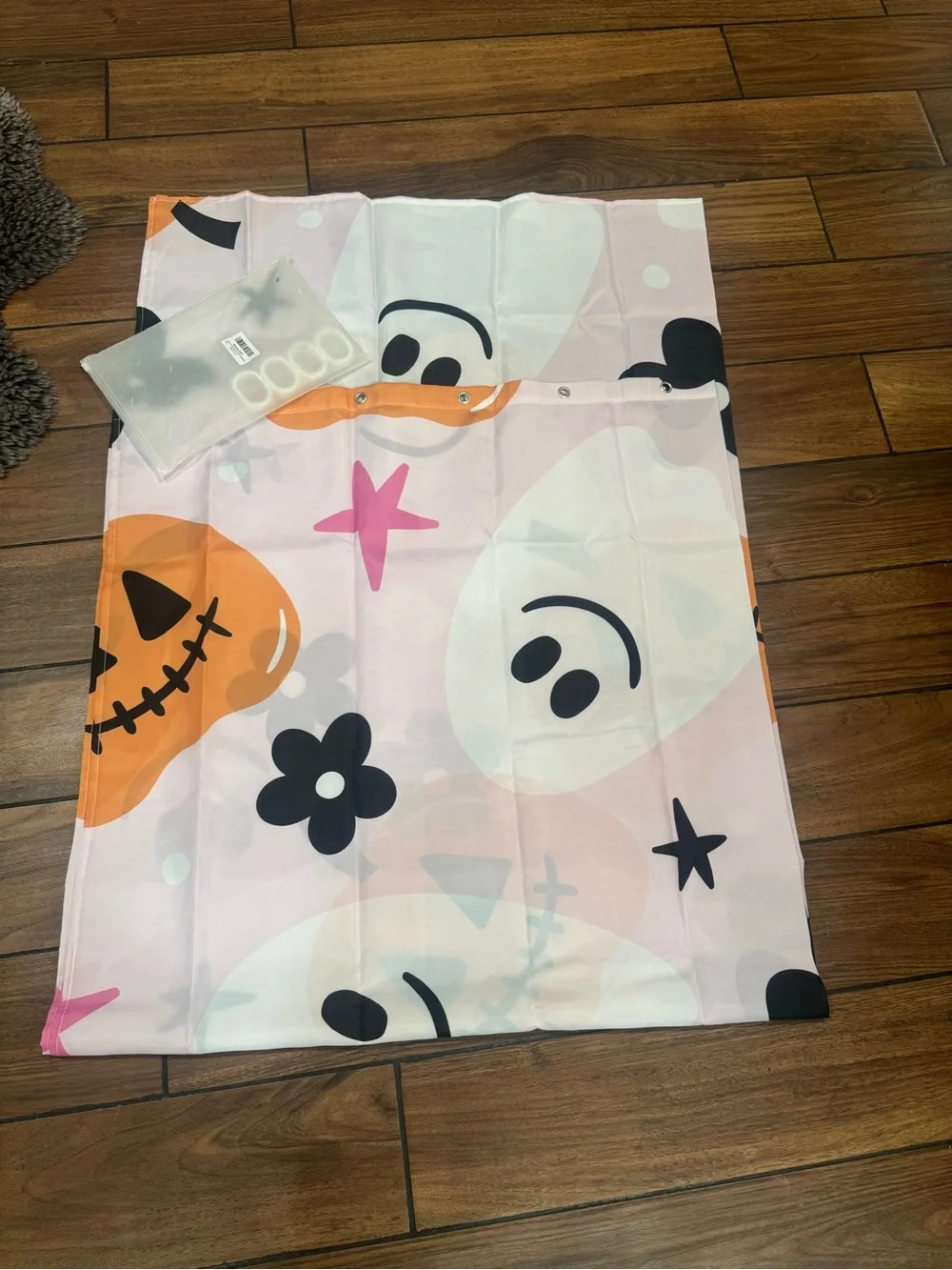 Happy Halloween Shower Curtain, Polyester Bath Decor, Cute Cartoon Ghost Pumpkin